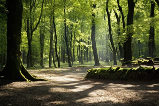 Canopy Creating Dappled Light in Forest. Generative AI