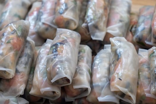 delicious home made spring rolls ready to cook