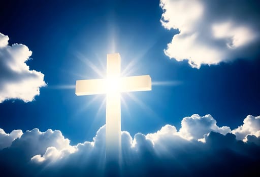 AI generated of a cross in the sky with the sun shining through the clouds