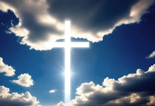 AI generated of a cross in the sky with the sun shining through the clouds