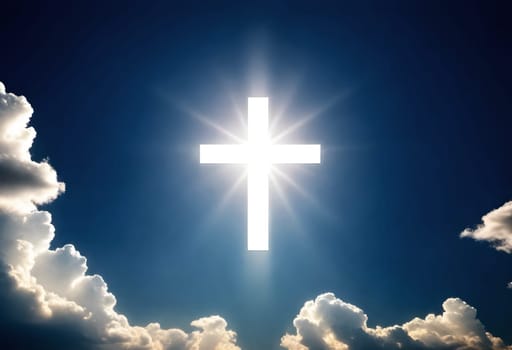 AI generated of a cross in the sky with the sun shining through the clouds