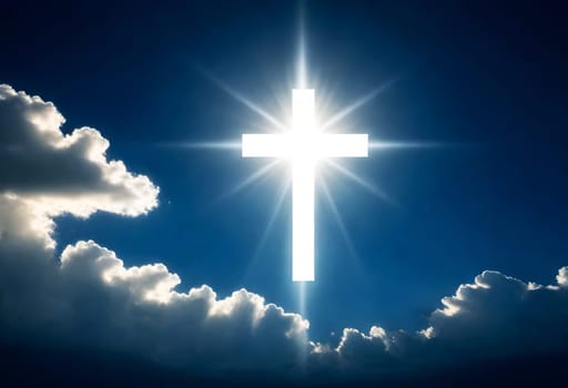 AI generated of a cross in the sky with the sun shining through the clouds