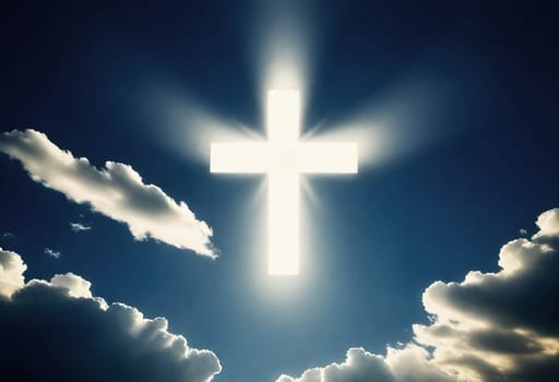 AI generated of a cross in the sky with the sun shining through the clouds