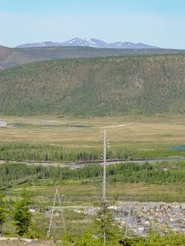 City of Bilibino in Chukotka, Russia. Northern Russian city in the far east and north.