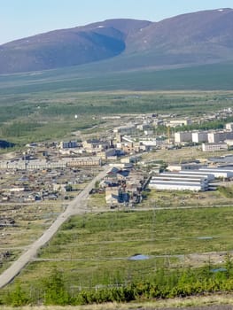 City of Bilibino in Chukotka, Russia. Northern Russian city in the far east and north.