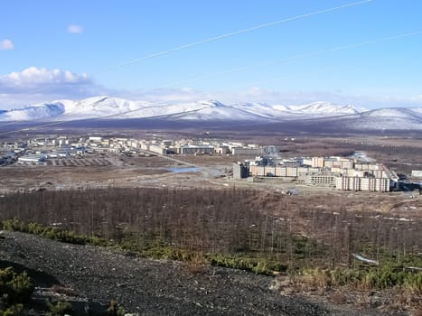 City of Bilibino in Chukotka, Russia. Northern Russian city in the far east and north.