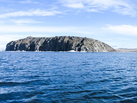 Chukotka coast, the snowy landscape of the Arctic Ocean