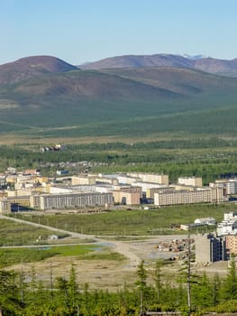 City of Bilibino in Chukotka, Russia. Northern Russian city in the far east and north.