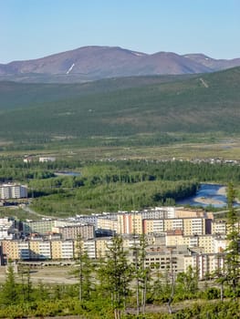 City of Bilibino in Chukotka, Russia. Northern Russian city in the far east and north.