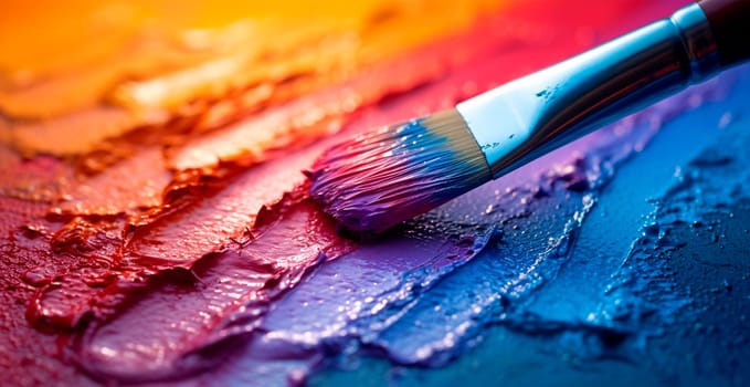 Multicolored rainbow thick oil paint on white isolated background, sampler template AI generated image