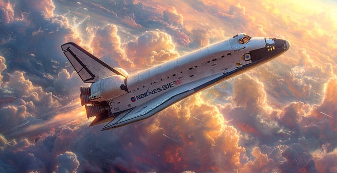 Launching a NASA spacecraft into space from Earth. Rocket flying to Mars, Moon, ISS AI generated image