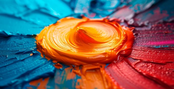 Multicolored rainbow thick oil paint on white isolated background, sampler template AI generated image