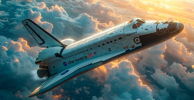 Launching a NASA spacecraft into space from Earth. Rocket flying to Mars, Moon, ISS AI generated image