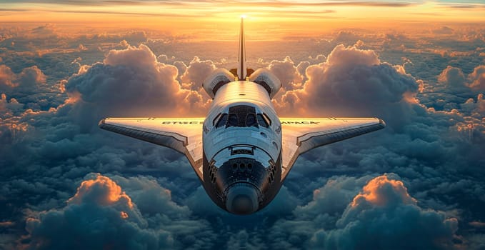 Launching a NASA spacecraft into space from Earth. Rocket flying to Mars, Moon, ISS AI generated image