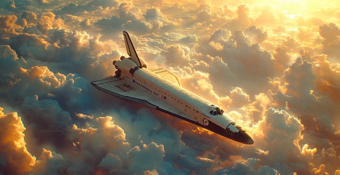 Launching a NASA spacecraft into space from Earth. Rocket flying to Mars, Moon, ISS AI generated image