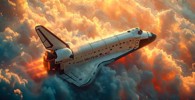 Launching a NASA spacecraft into space from Earth. Rocket flying to Mars, Moon, ISS AI generated image