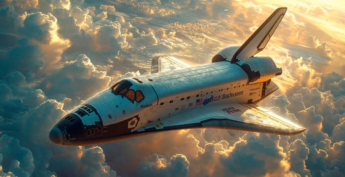 Launching a NASA spacecraft into space from Earth. Rocket flying to Mars, Moon, ISS AI generated image