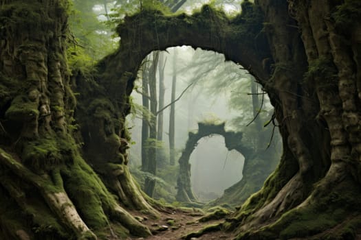 Awe-Inspiring Forest Vista background. Generative AI