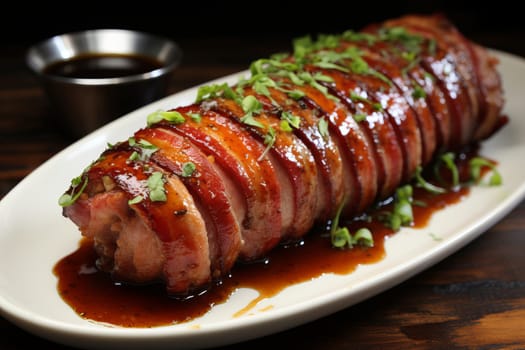 Bacon wrapped pork tenderloin. Generative AI