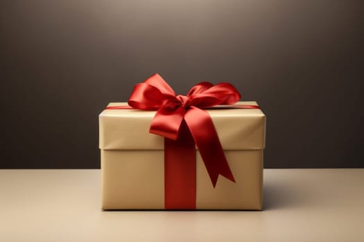 White gift box with a red bow. Generative AI