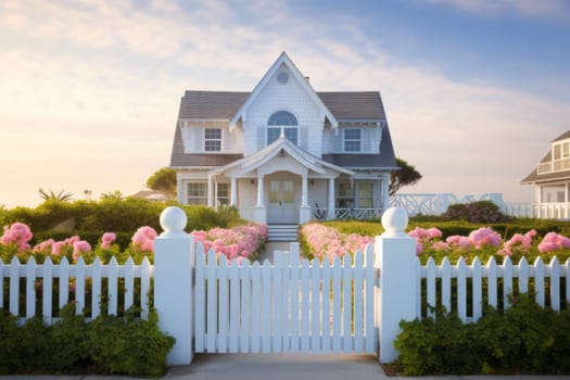 Coastal Living with Charming Beach House. Generative AI