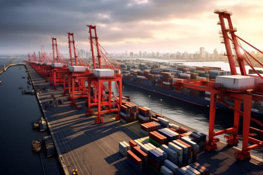 Container Terminal Shipment Port. Generative AI