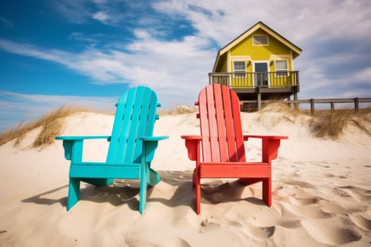 Charming Beachfront Cottage Background. Generative AI