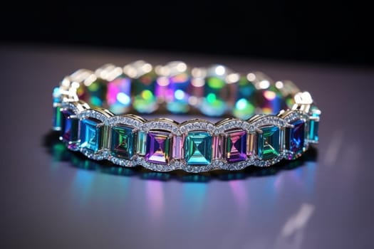 Vibrant and colorful ring on a table. Generative AI