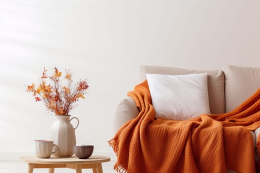 Inviting Living Room with Tea. Generative AI