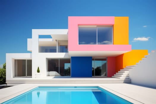 A house with a pool in front of it. Generative AI