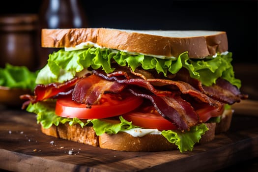 Mouthwatering BLT sandwich with crispy bacon. Generative AI