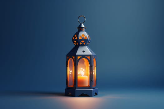 Ramadan lantern on gradient background. Generative AI