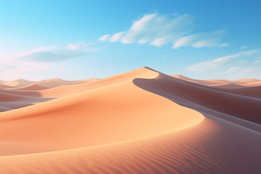 Pristine Sand Dunes Under Clear Sky. Generative AI