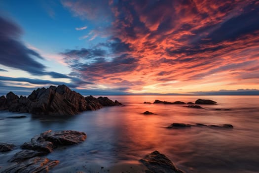 Rocky Beach by the Ocean. Generative AI