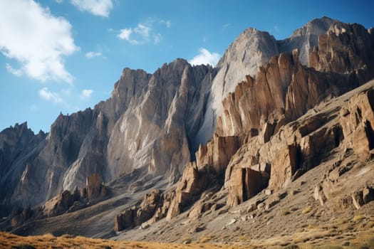 Rocky mountainsides rising dramatically. Generative AI
