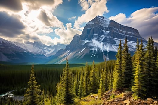 Rocky mountains and vast skies. Generative AI