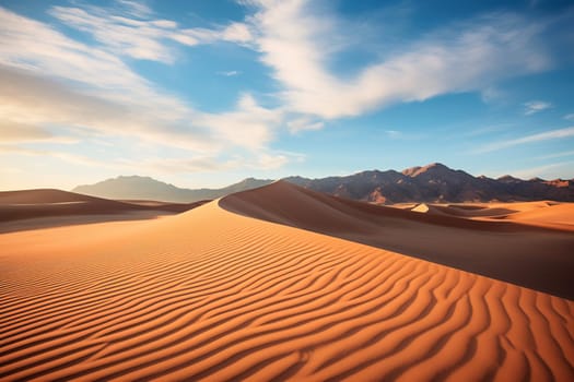 Rolling sand dunes stretching across a desert. Generative AI