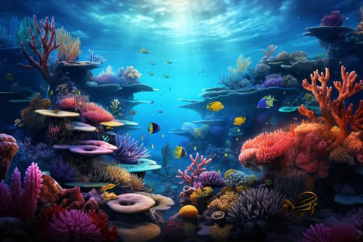 Serene Underwater Scene with Coral. Generative AI