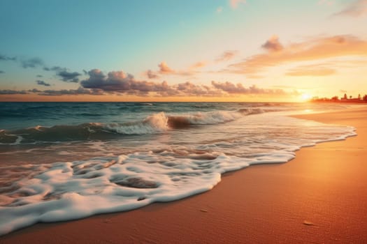 Tranquil Beauty Beach Sunset. Generative AI