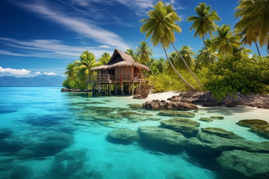 Tropical island getaways and picturesque landscapes. Generative AI