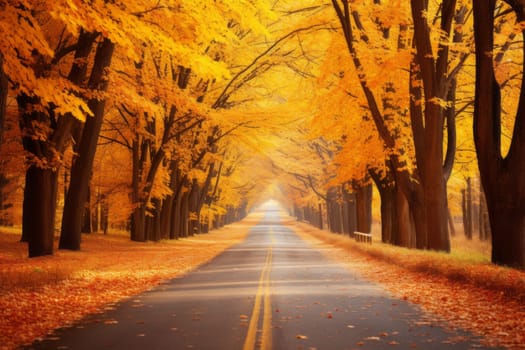 Colorful Autumn Leading Road. Generative AI