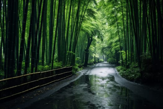 Bamboo Grove Road background. Generative AI