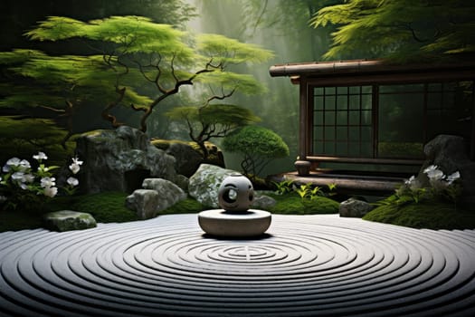 Tranquil Zen Peace Garden. Generative AI