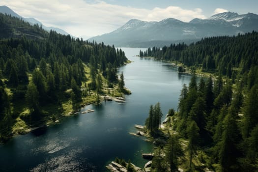 Pristine Alpine Lake Landscape. Generative AI