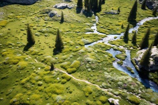 Pristine Alpine Meadow Landscape. Generative AI