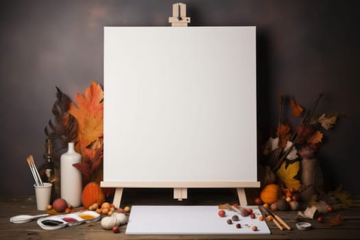 Autumn Blank Canvas Mockup. Generative AI
