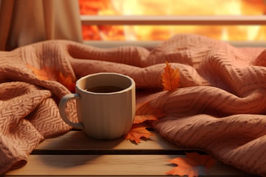 Cozy Autumn Coffee Mockup. Generative AI