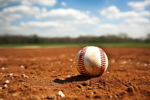 Baseball on Pitcher's Mound. Generative AI