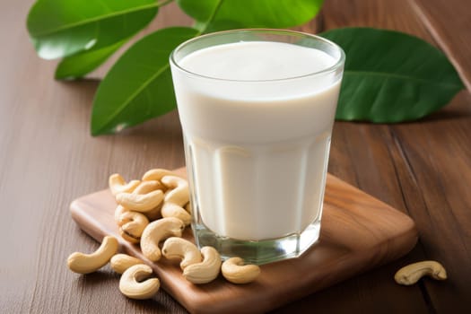Cashew Milk with Nut Garnish. Generative AI
