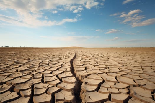Close-up of parched soil. Generative AI